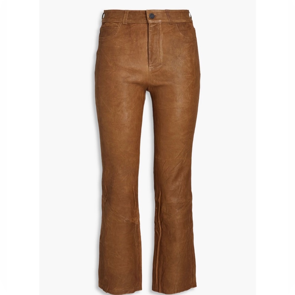 PAIGE Colette Leather Crop Flare Pants
